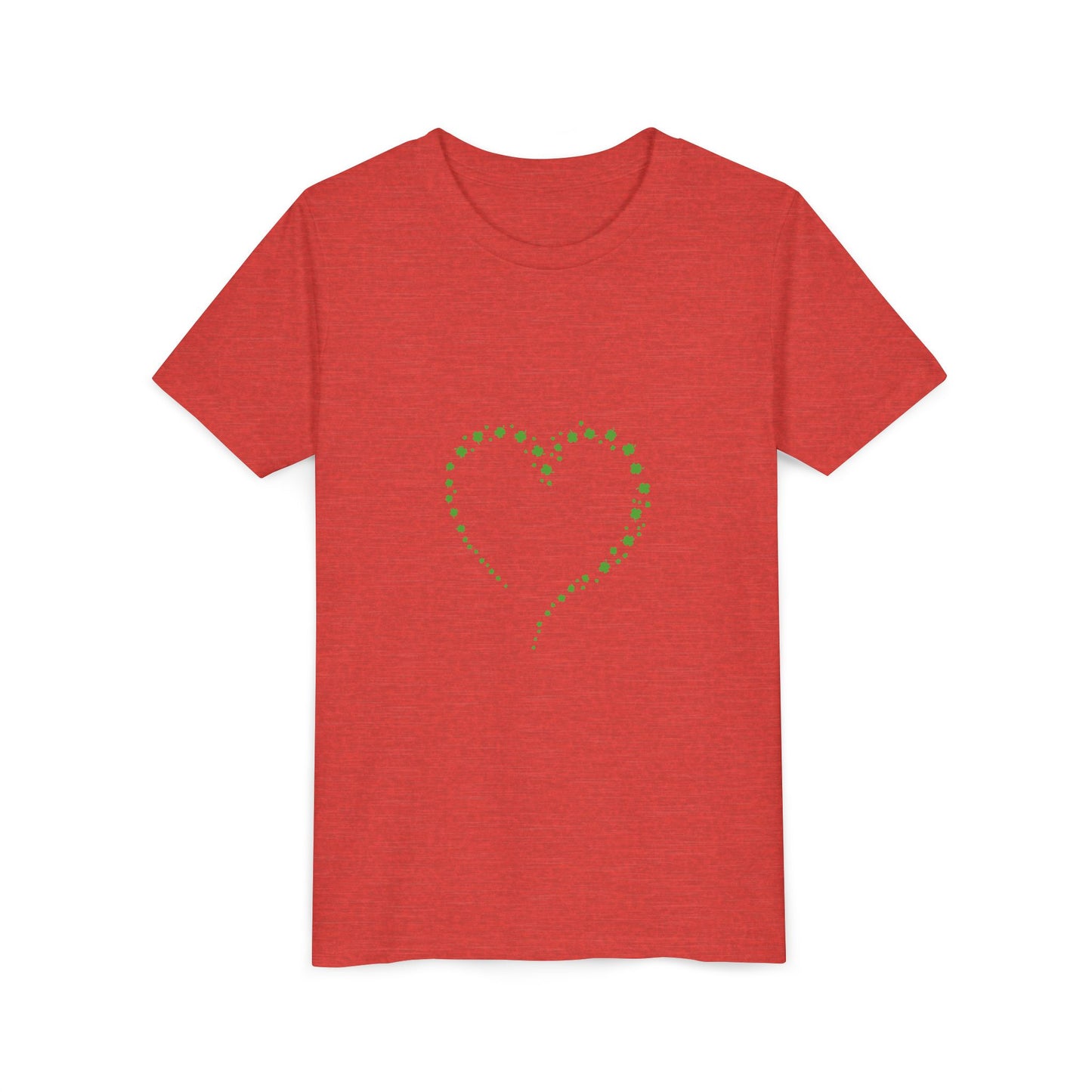 Green Heart Dotted Design Youth Tee | St. Patrick's Day Shamrock Motif