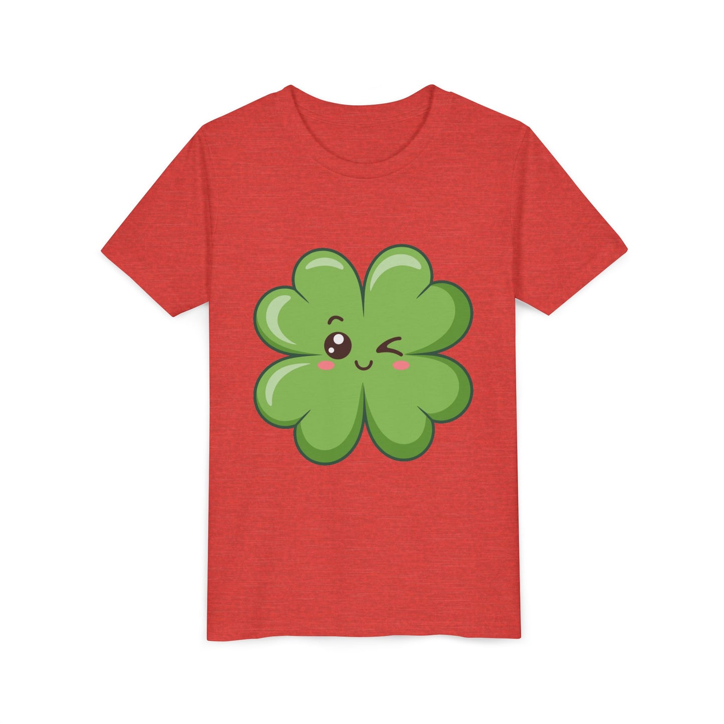 Kawaii Lucky Four-Leaf Clover Youth Tee | Cute St. Patrick's Day Shirt