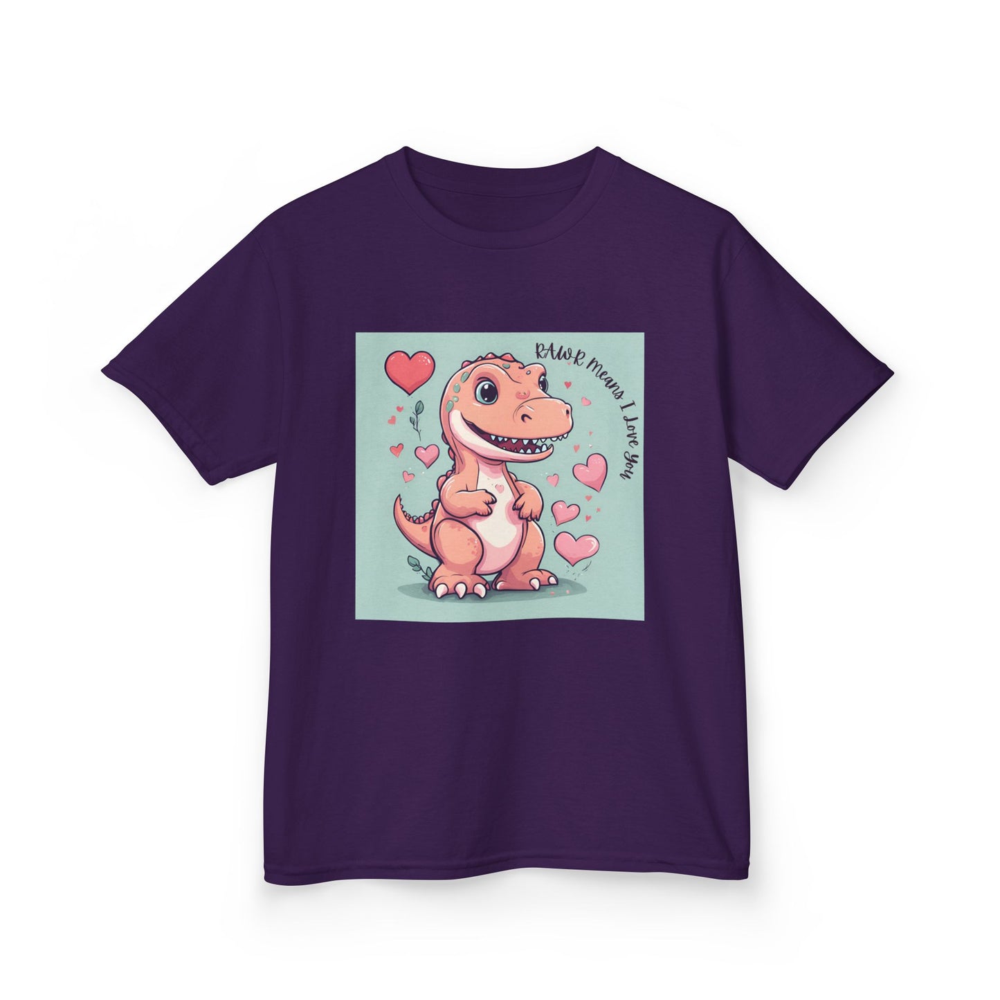 RAWR Means I LOVE YOU - Tan Dino Valentine's Kids Tee