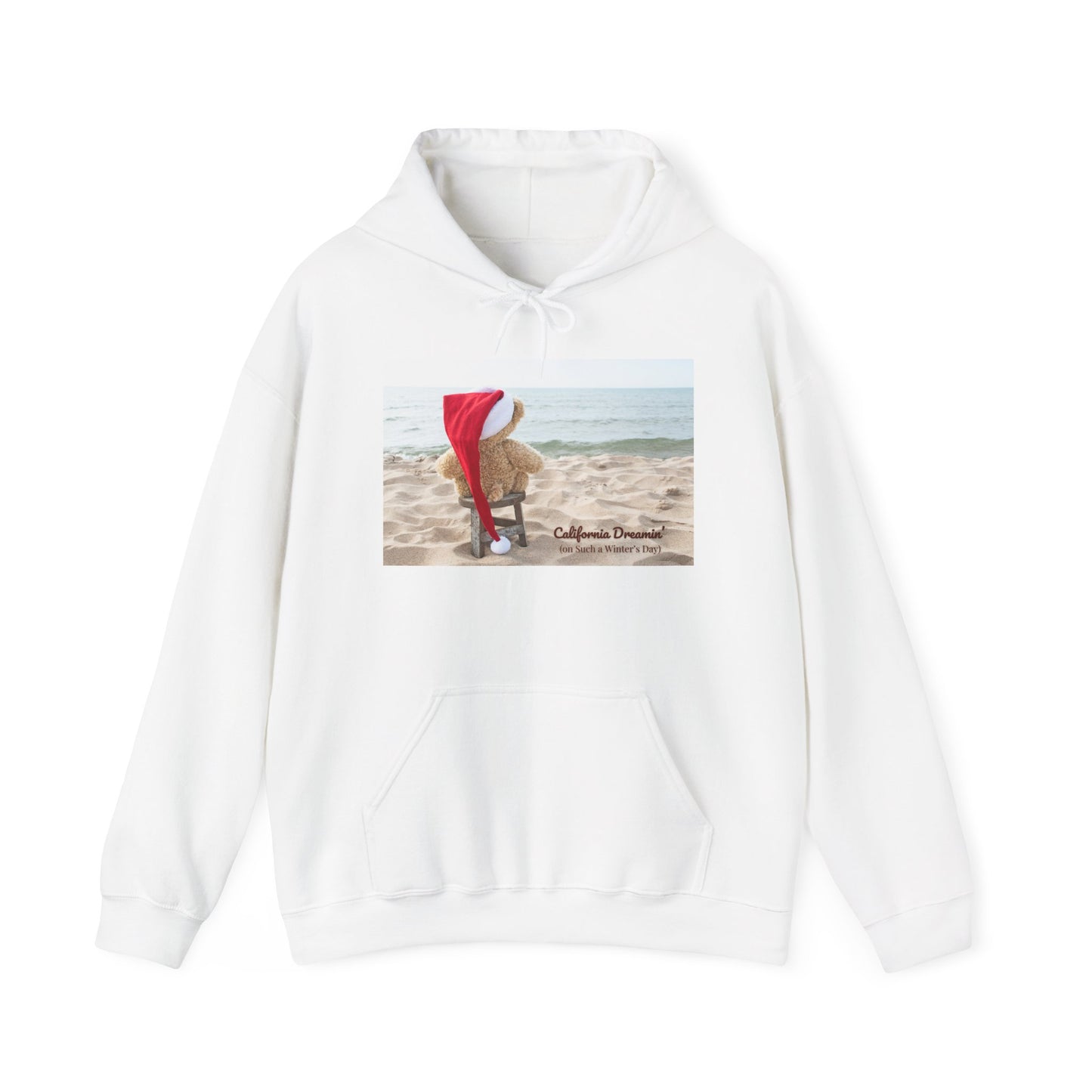 California Christmas Hoodie | Santa Bear on the Beach | Cozy Winter Hoodie | Funny Holiday Sweatshirt | West Coast Xmas Gift
