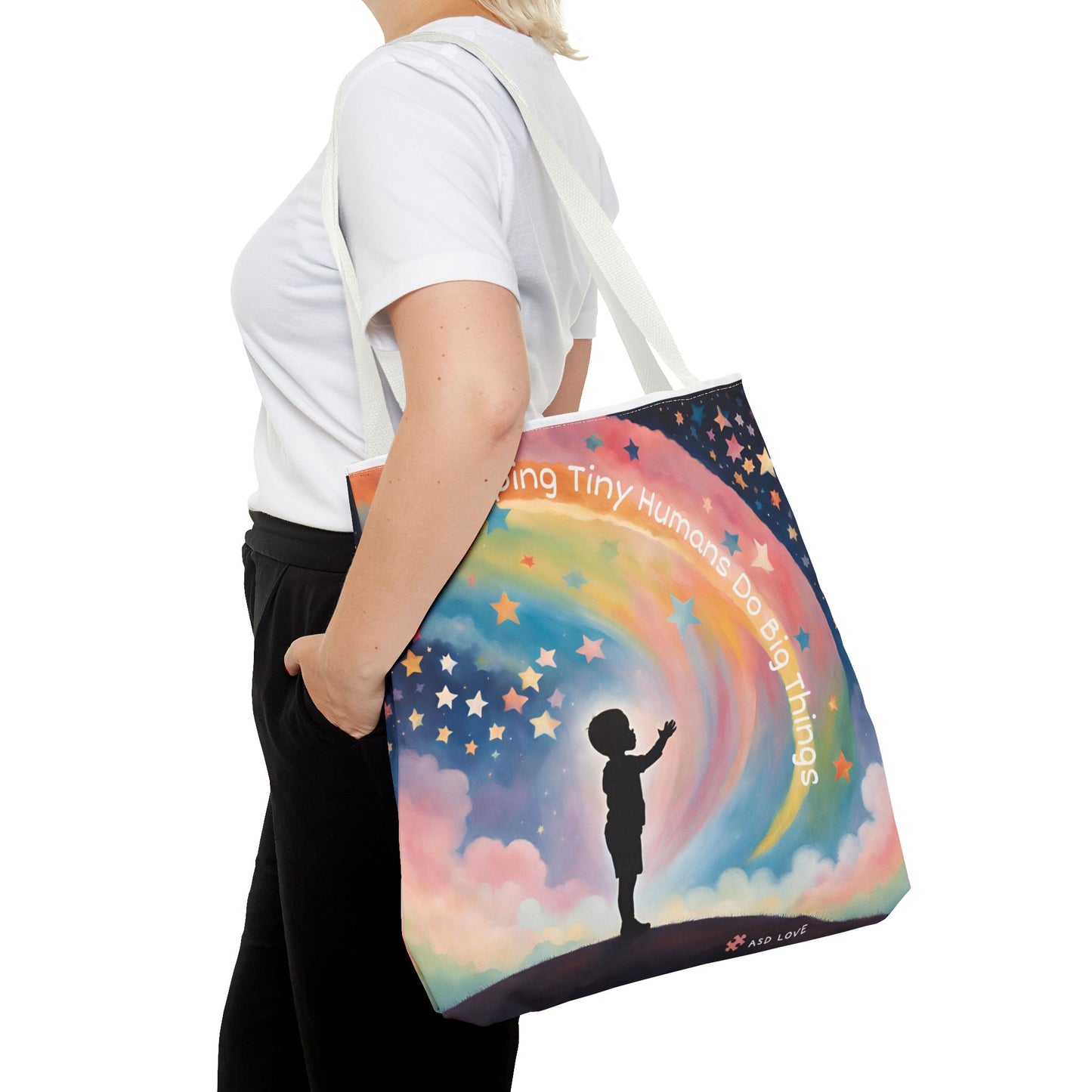 Helping Tiny Humans Do Big Things Tote - Inspiring Kids to Reach for the Stars