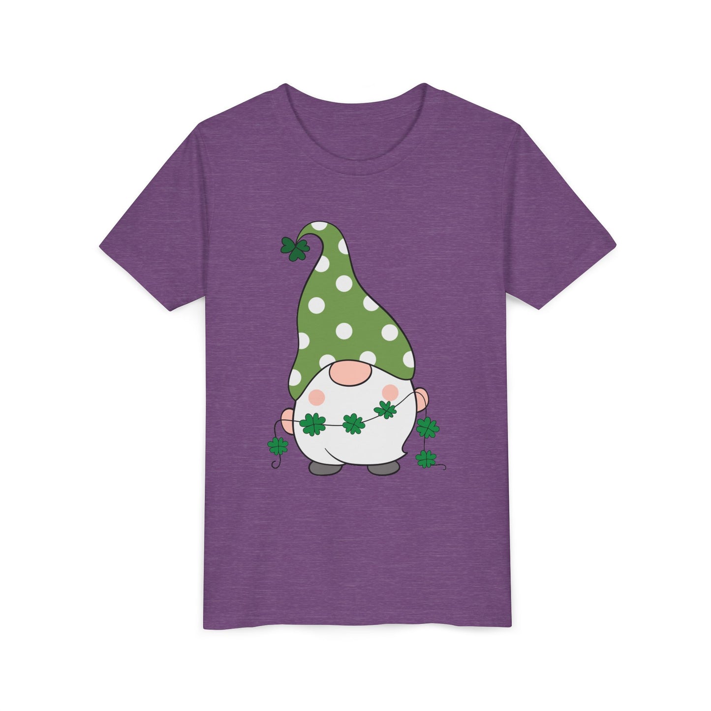 St. Patricks Gnome Youth Tee | Green Polka Dot Hat with Shamrocks