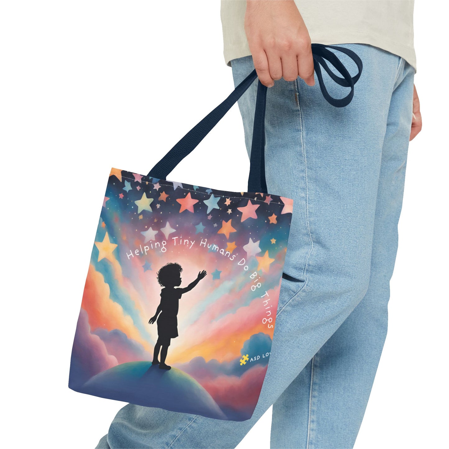 Helping Tiny Humans Do Big Things Tote - Inspiring Kids to Reach for the Stars