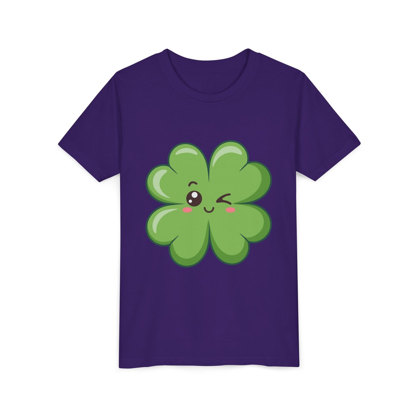Kawaii Lucky Four-Leaf Clover Youth Tee | Cute St. Patrick's Day Shirt