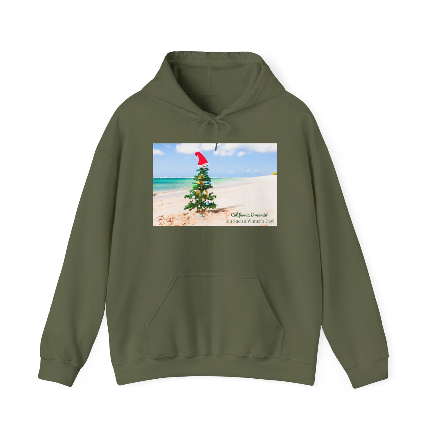 California Dreamin (on Such a Winter's Day) Hoodie - Featuring Santa Tree on the Beach