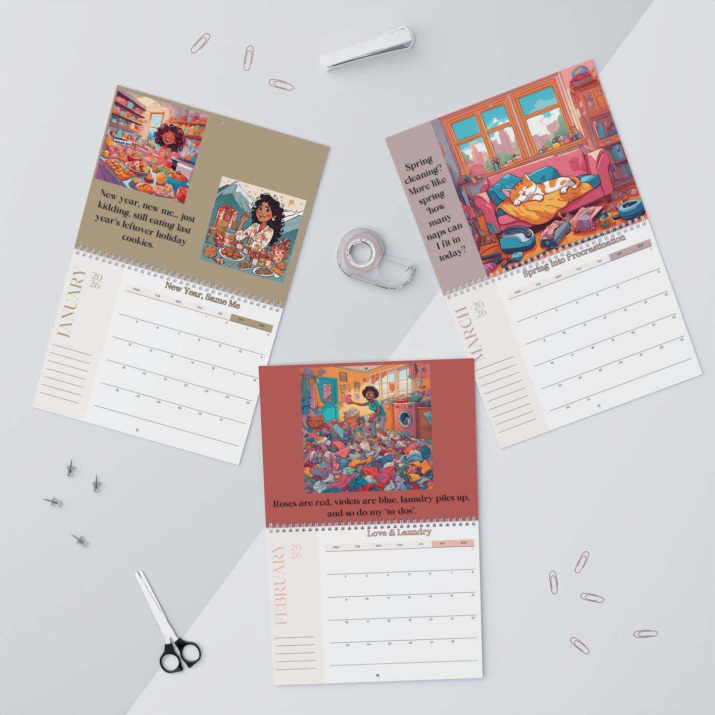 2026 Funny Wall Calendar | Relatable Chaos Planner | Messy Life Mom Humor | Gift for Women | Laughter + Stress Relief Calendar