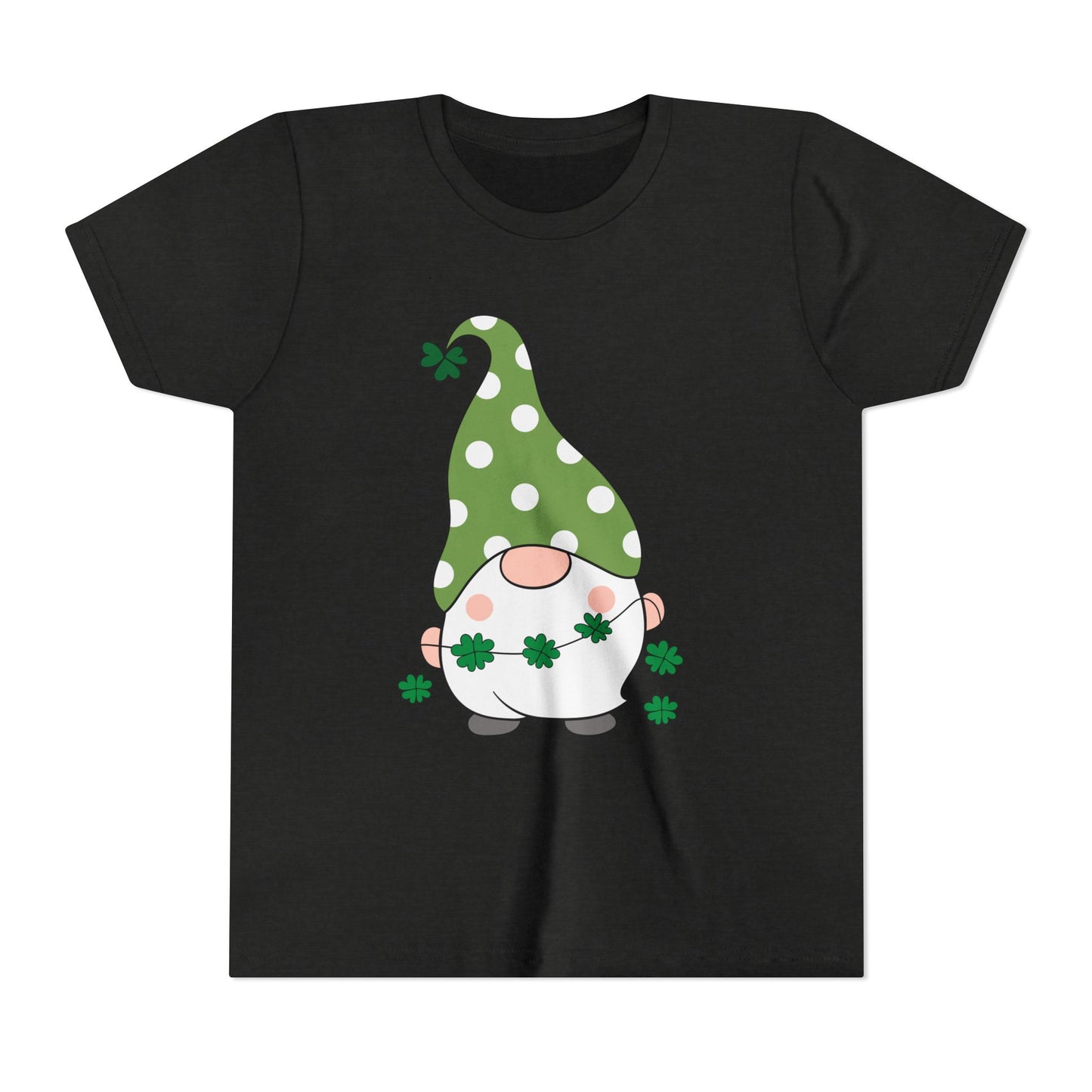 St. Patricks Gnome Youth Tee | Green Polka Dot Hat with Shamrocks