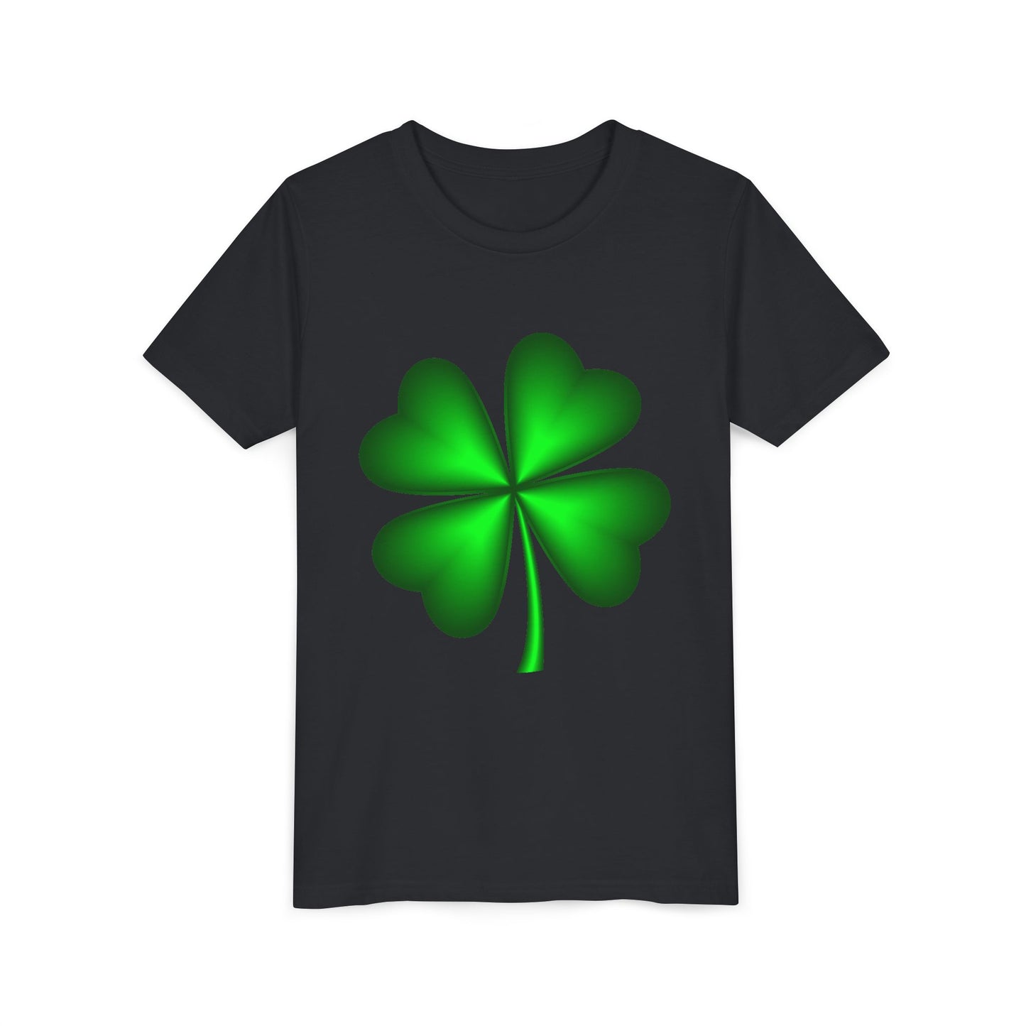 Green Four-Leaf Clover Youth Tee | St. Patrick's Day Shamrock Shirt