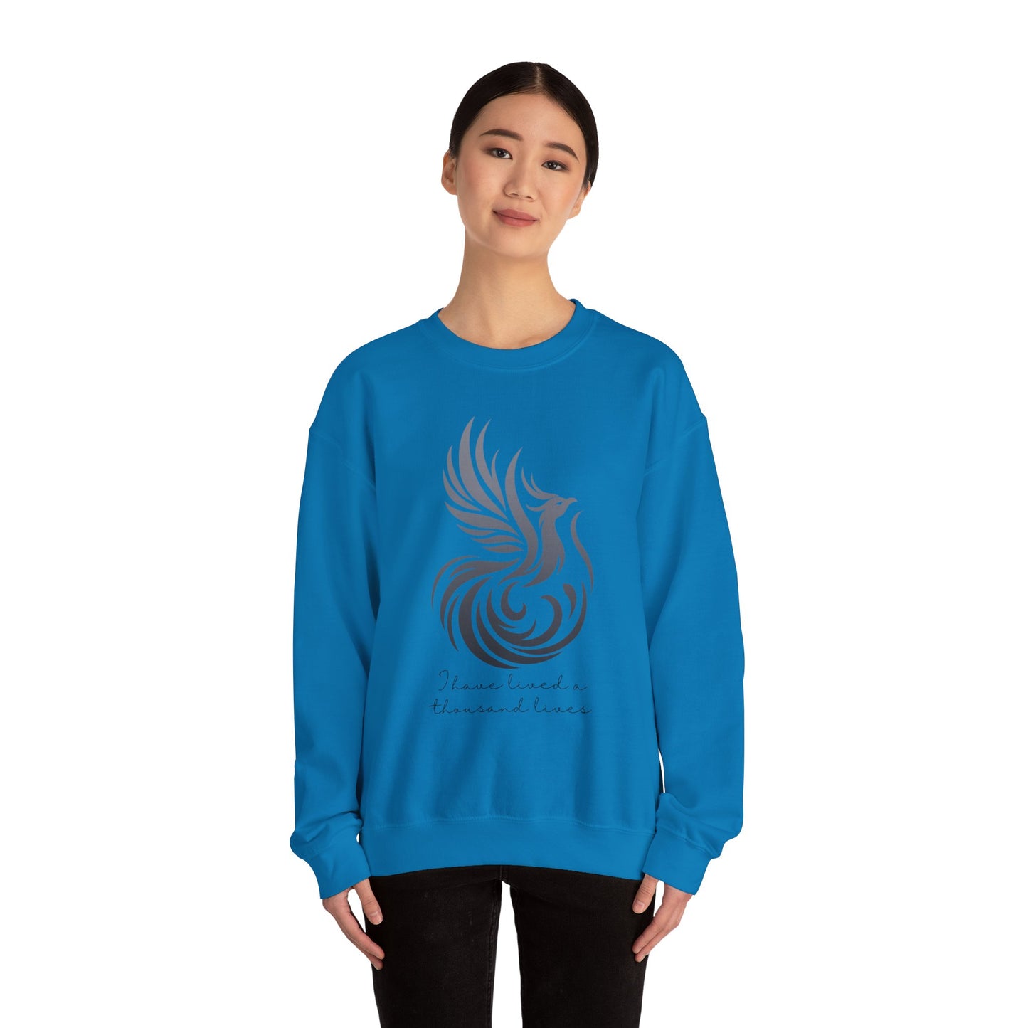 Phoenix Rising Sweatshirt - I Have Lived a Thousand Lives | Inspirational Unisex Sweatshirt - BlackF