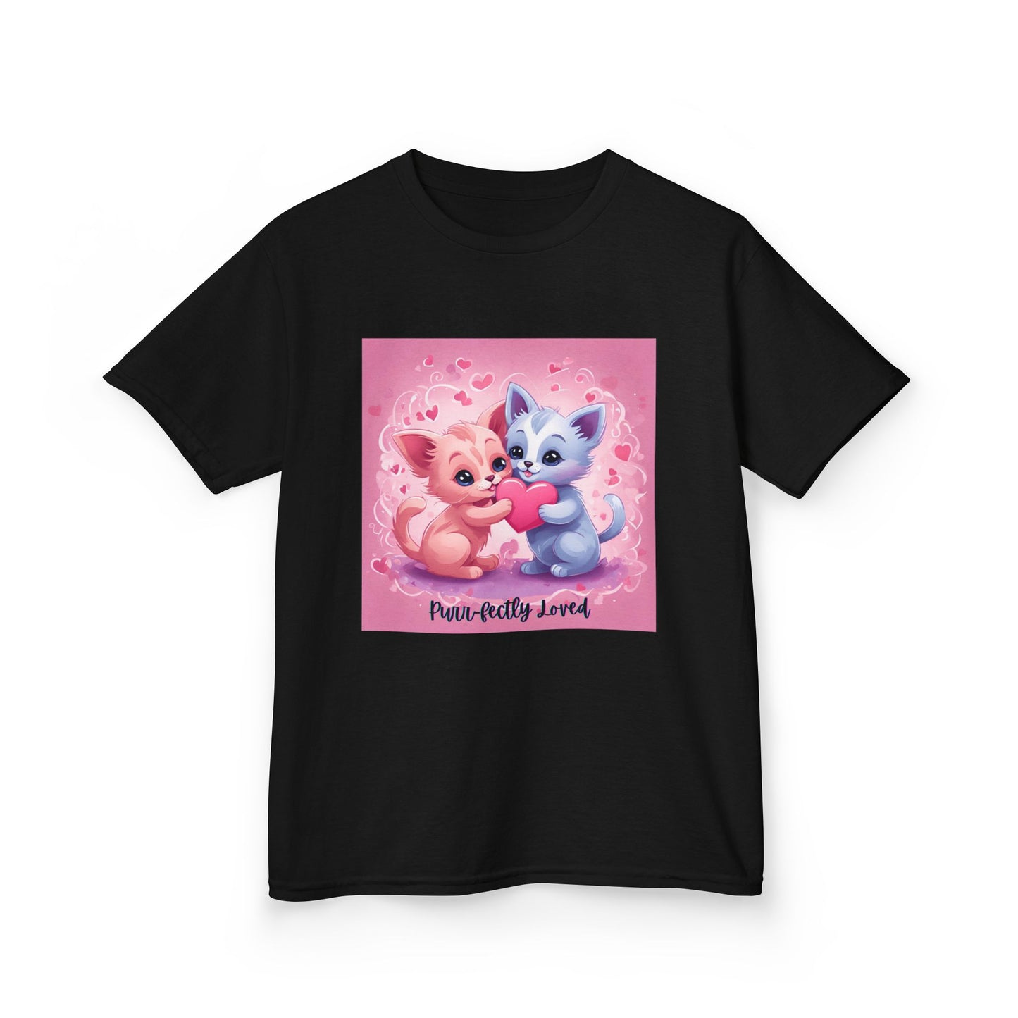 Purr-fectly Loved - Pink & Blue Kittens Valentine's Kids Tee