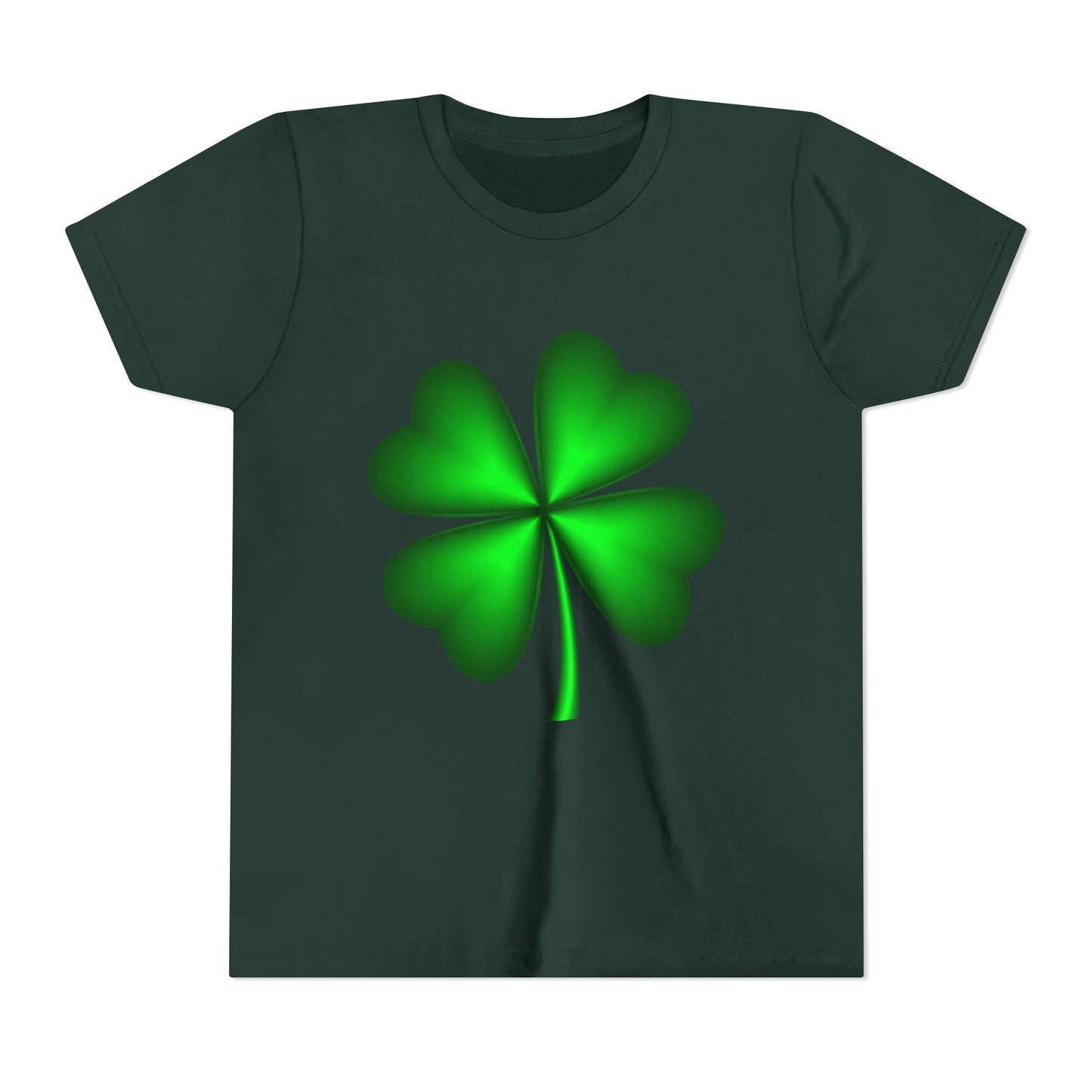 Green Four-Leaf Clover Youth Tee | St. Patrick's Day Shamrock Shirt