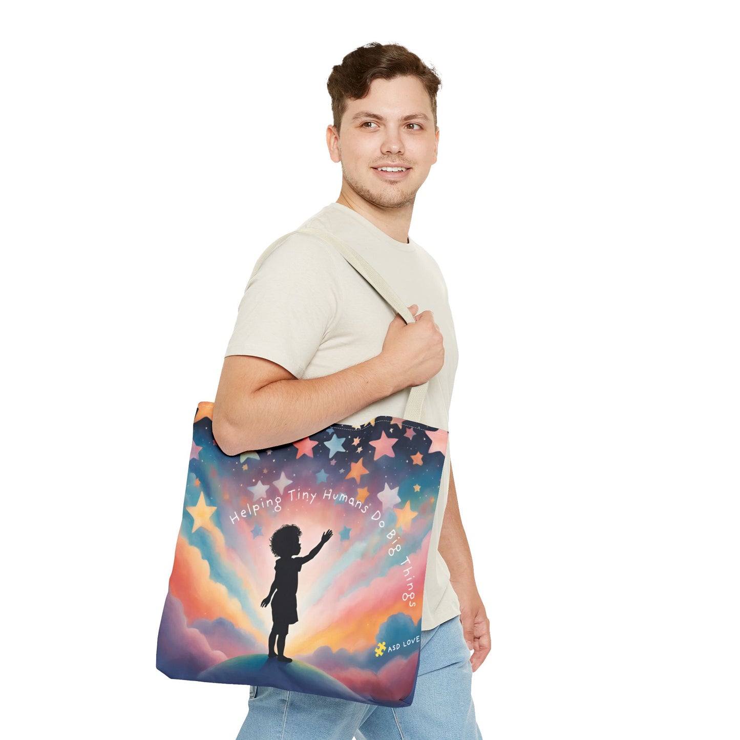 Helping Tiny Humans Do Big Things Tote - Inspiring Kids to Reach for the Stars