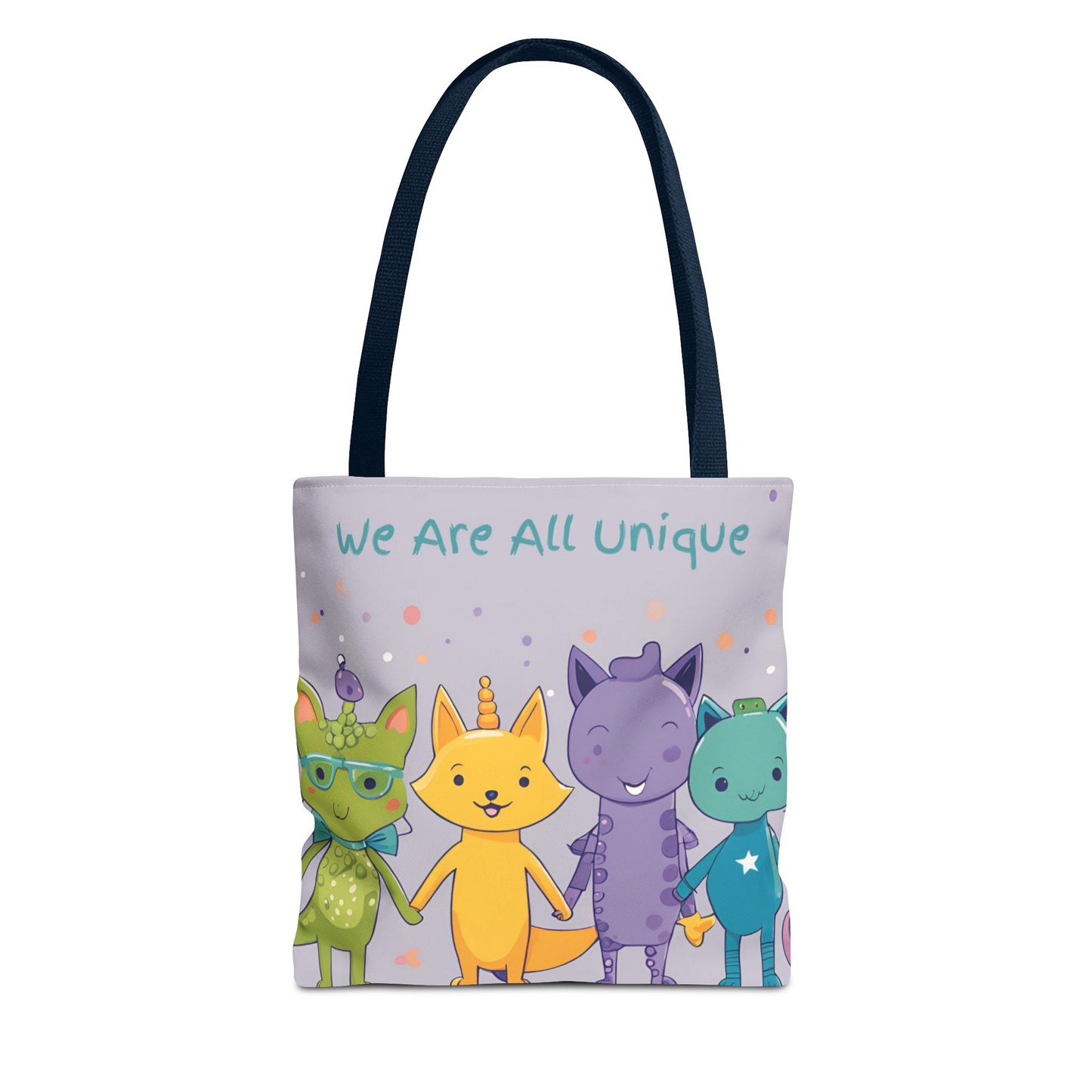 We Are All Unique 4 Animal Friends Tote Bag - Cute, Inclusive, Kid-friendly Design