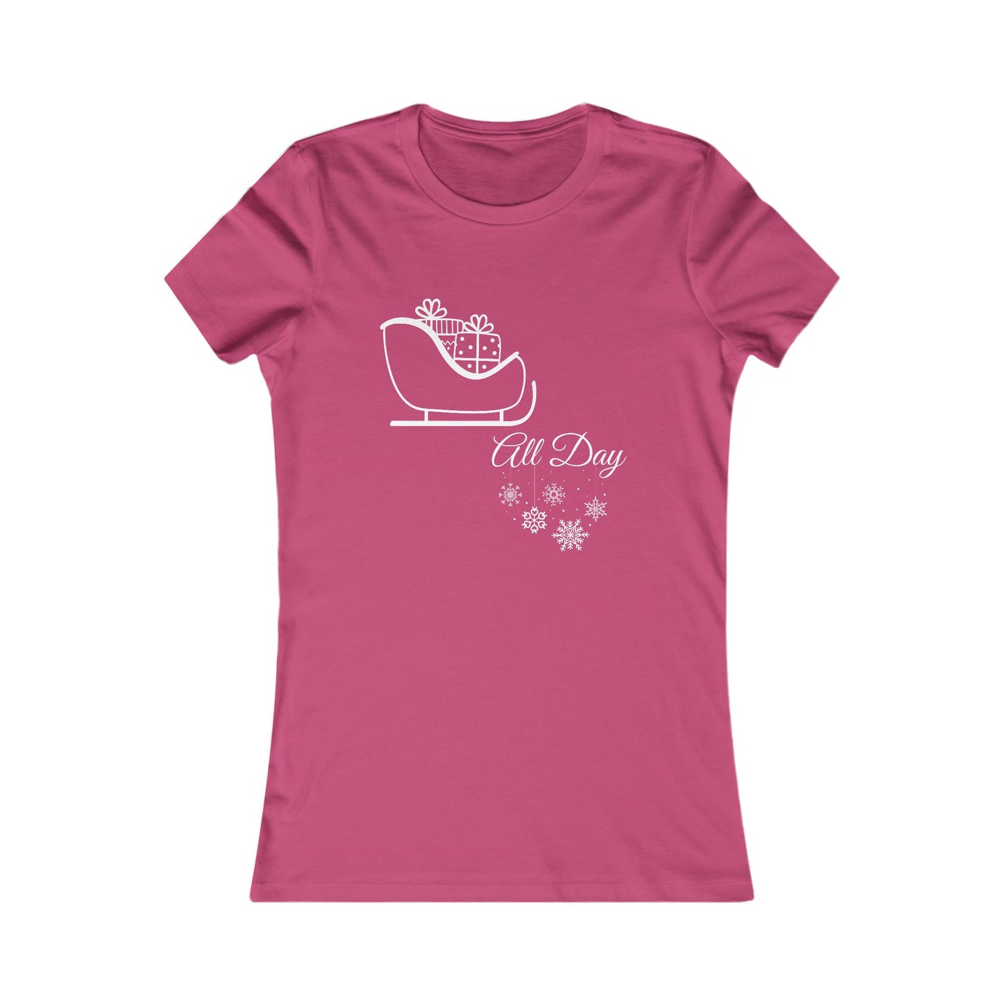 Sleigh All Day Christmas Shirt - Cute Sleigh and Snowflake Festive Holiday Tee
