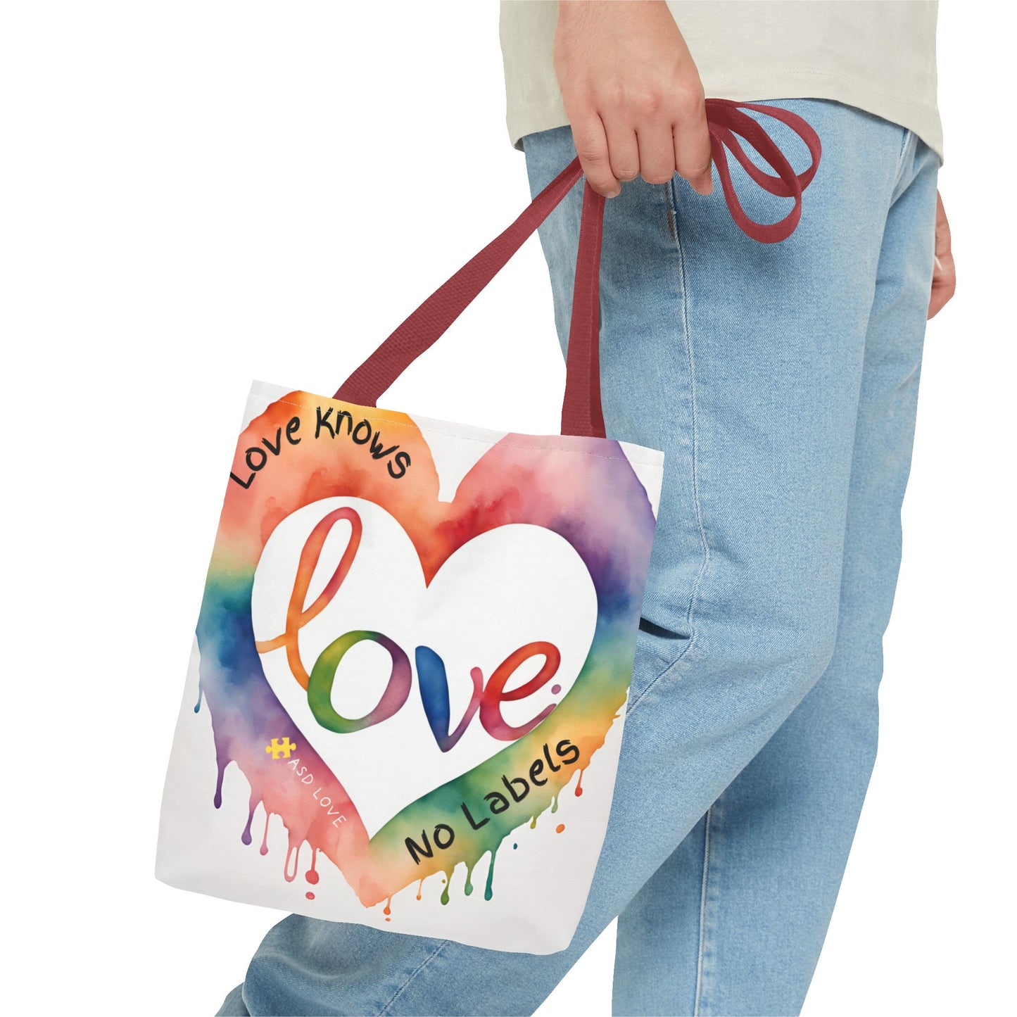 Love Knows No Labels Watercolor Drip Tote Bag - Embrace Acceptance & Harmony