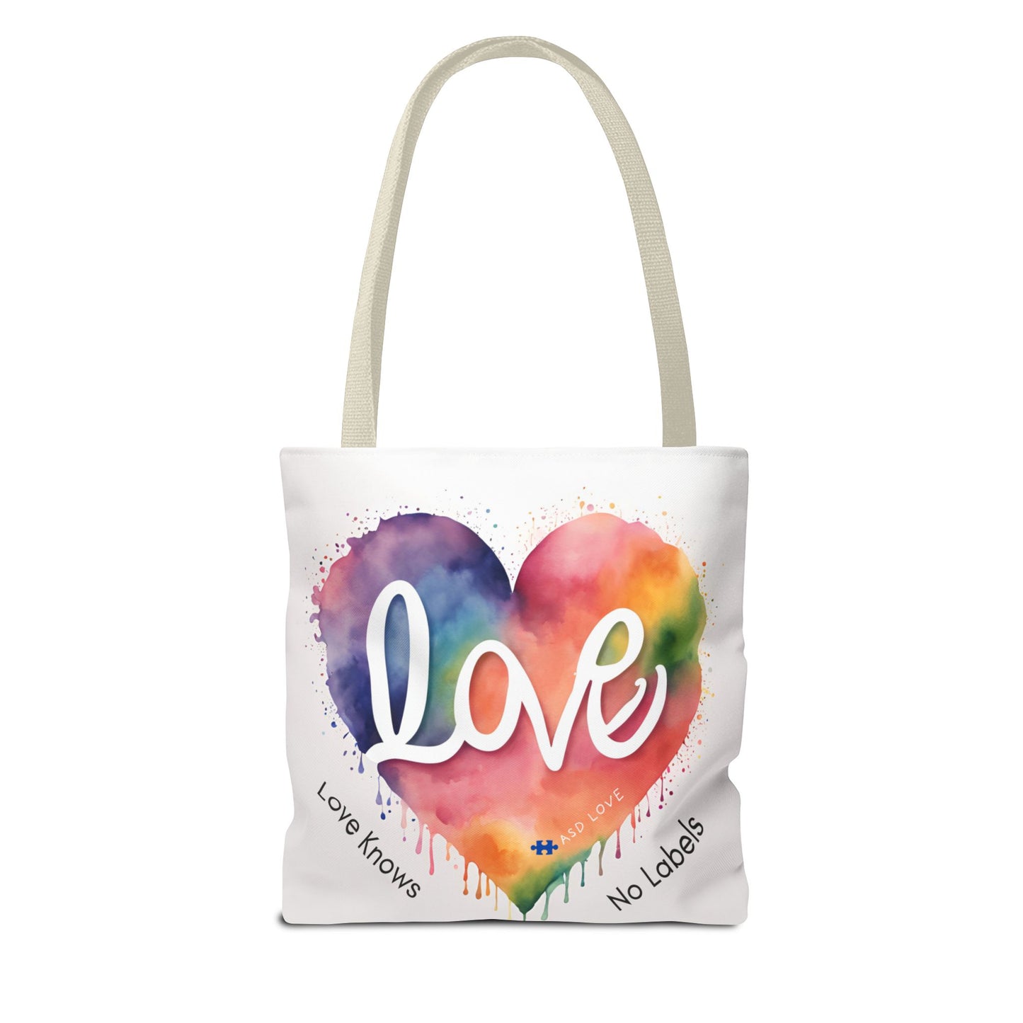 Love Knows No Labels Heart Drip Tote Bag - Show Your Pride & Inclusivity