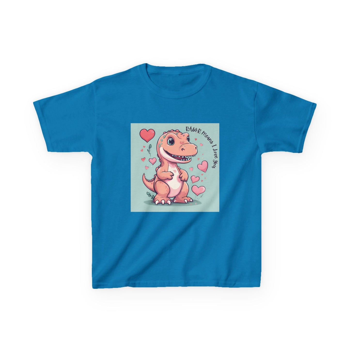 RAWR Means I LOVE YOU - Tan Dino Valentine's Kids Tee