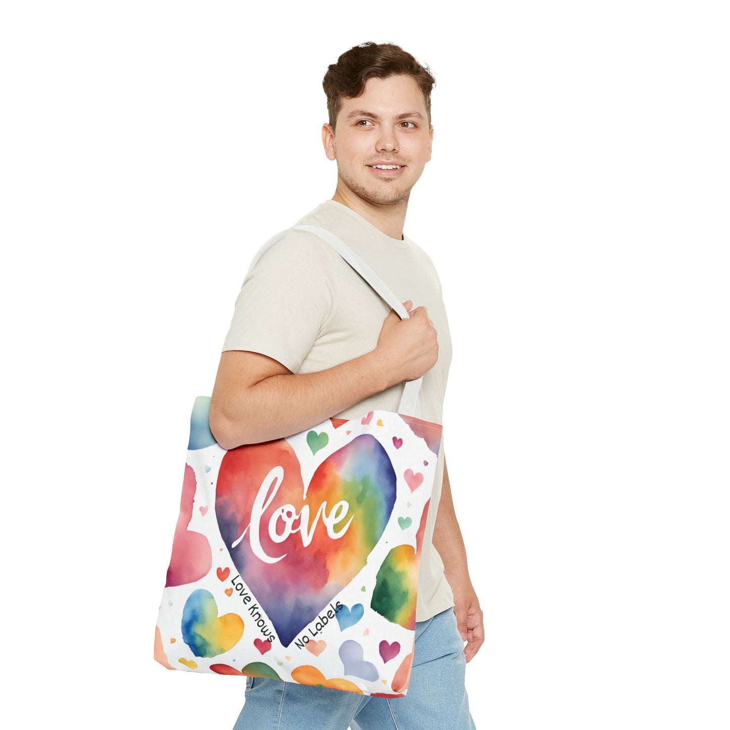 Love Knows No Labels - Hearts, Hearts, Hearts Tote Bag - Embrace Every Difference
