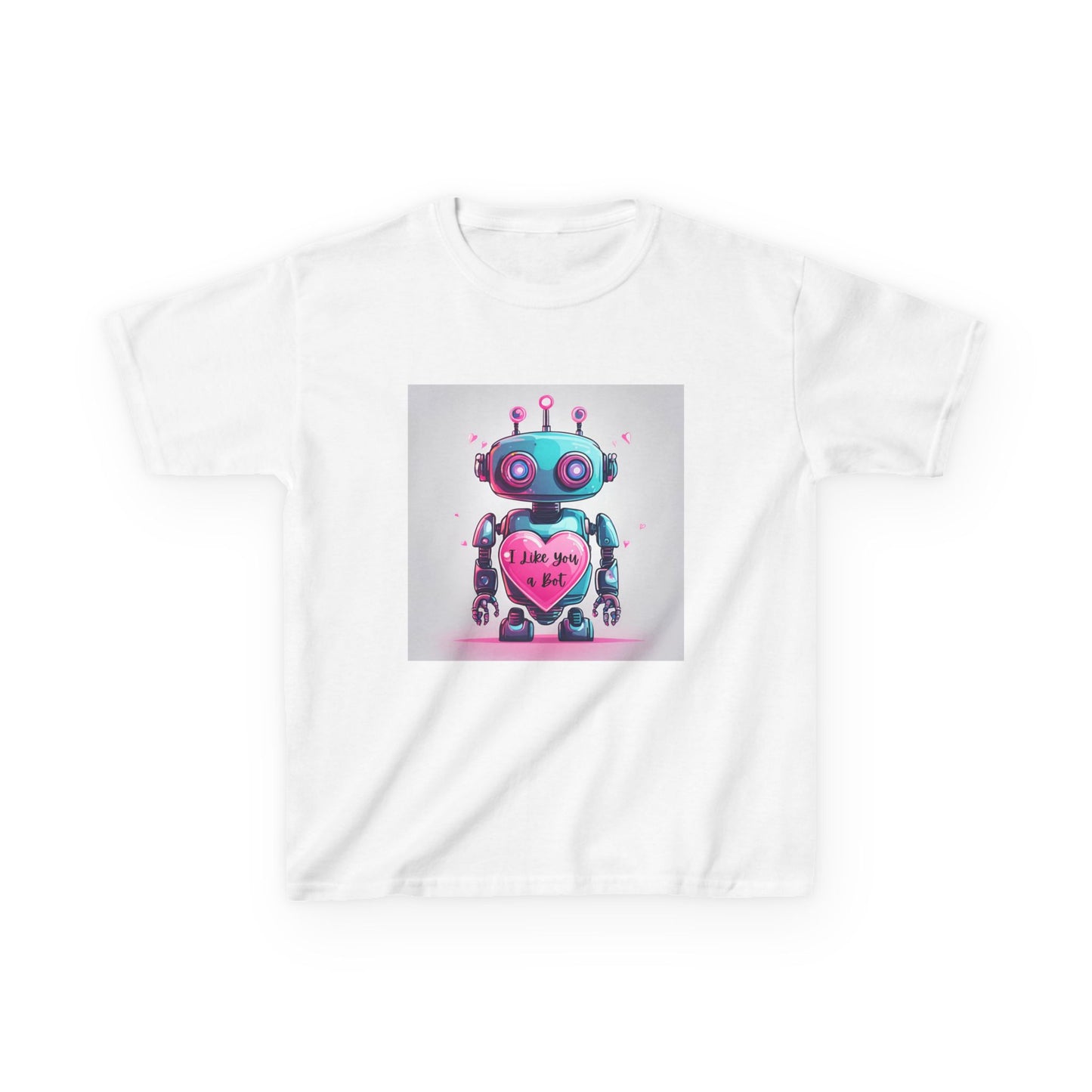 I Like You a Bot - Blue Robot Valentine's Kids Tee