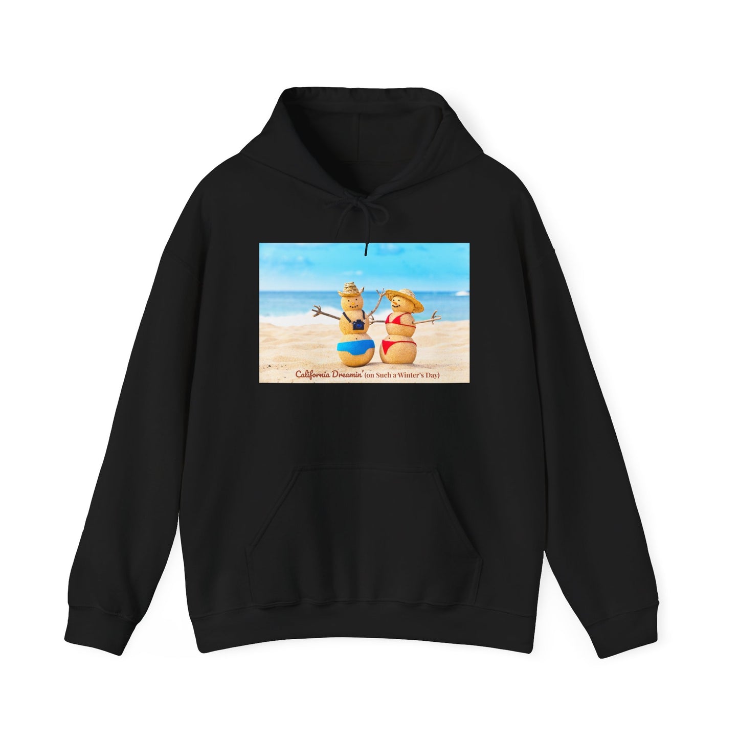 Funny Christmas Beach Hoodie | Mr. & Mrs. Sand Snowman | California Holiday Sweatshirt | Warm Coastal Gift | Unisex Winter Hoodie