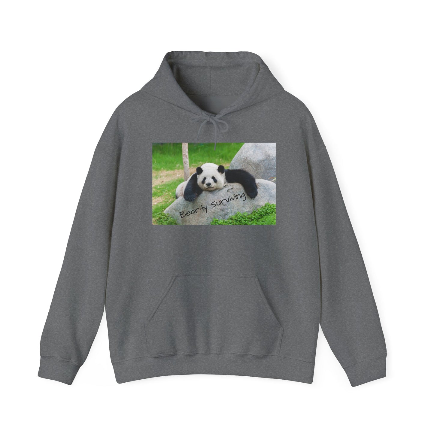 Funny Panda Hoodie | Bear-ly Surviving Sweatshirt | Lazy Mood Cozy Hoodie | Mental Health Humor Gift | Unisex Loungewear | Panda Lover