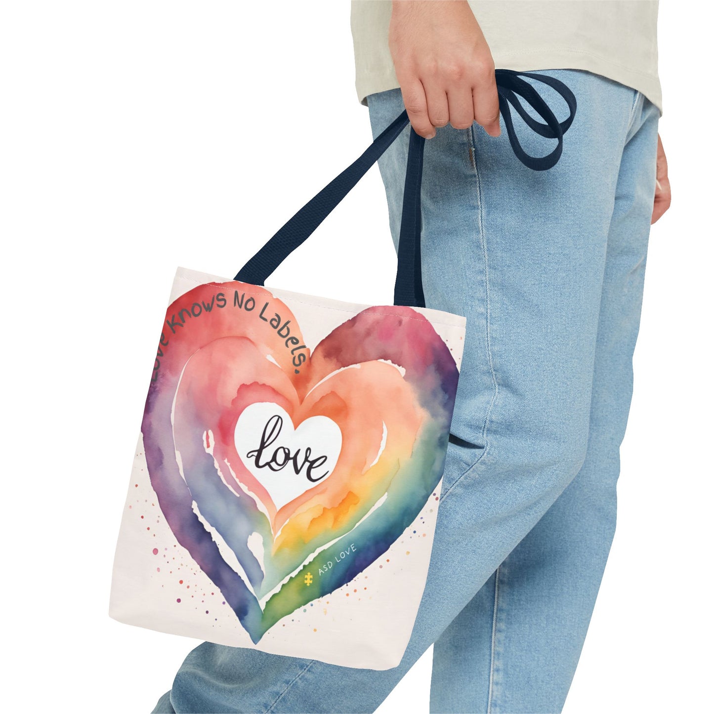 Love Knows No Labels Watercolor Heart Tote Bag - Celebrate Diversity &Unity