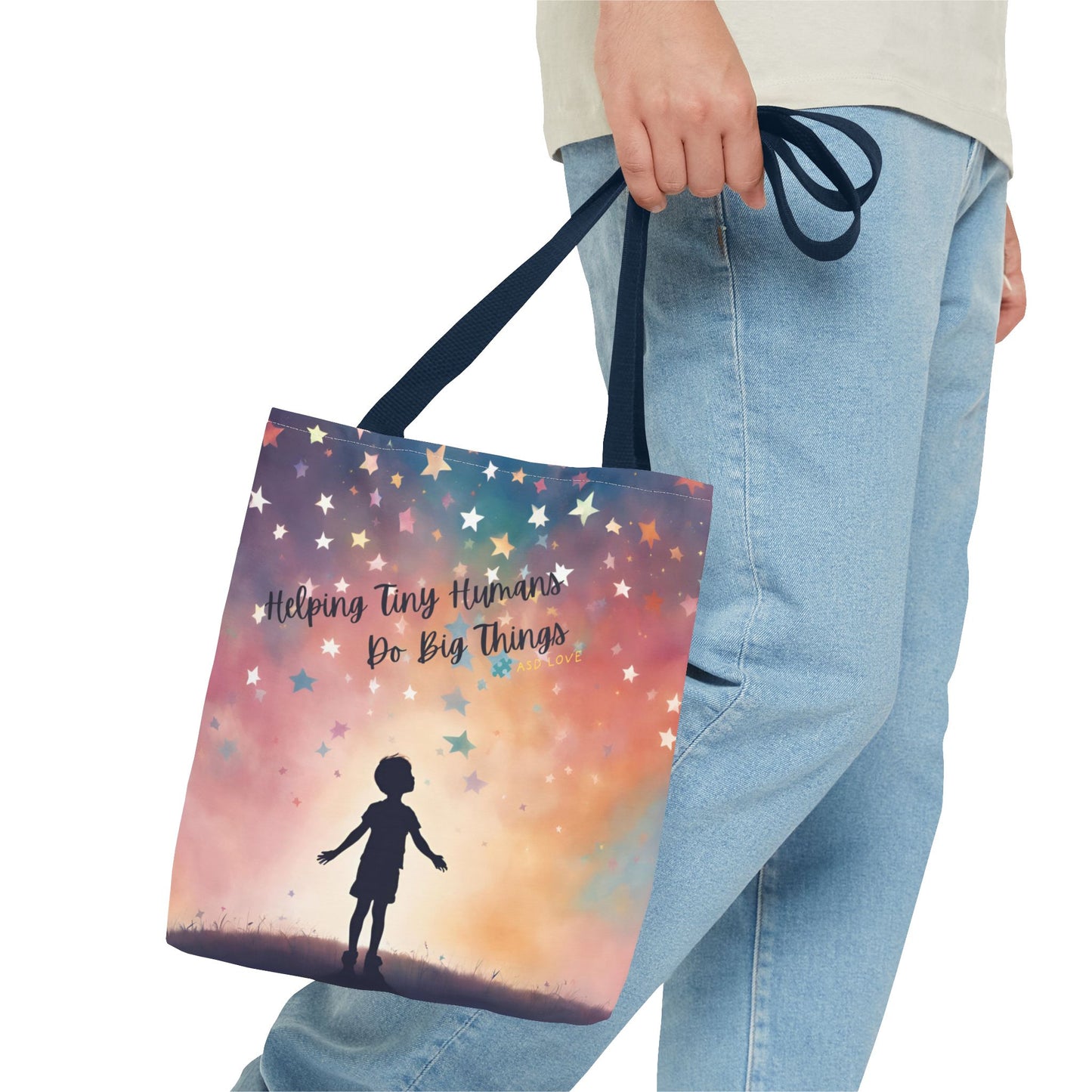 Helping Tiny Humans Do Big Things Tote - Inspiring Kids to Reach for the Stars
