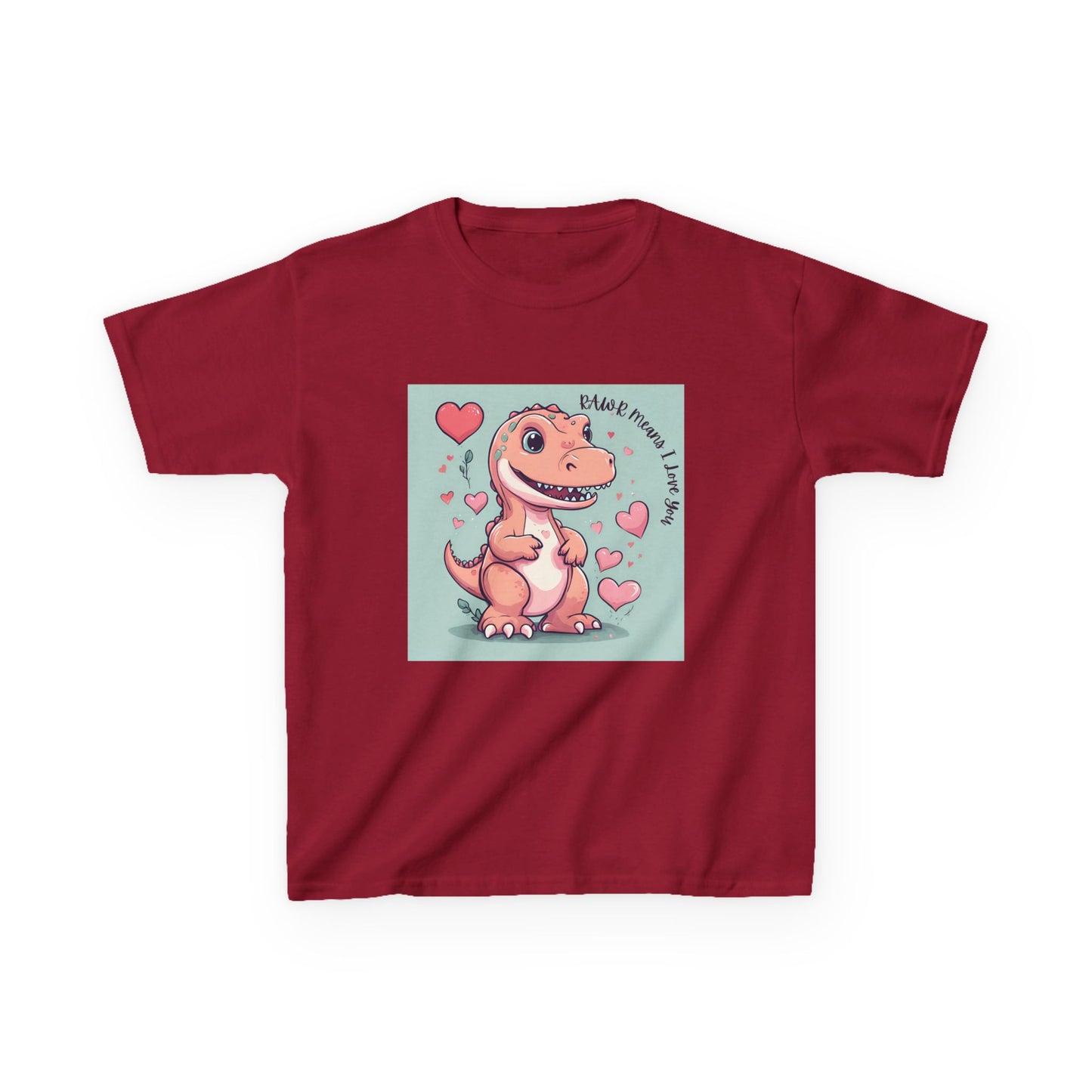 RAWR Means I LOVE YOU - Tan Dino Valentine's Kids Tee