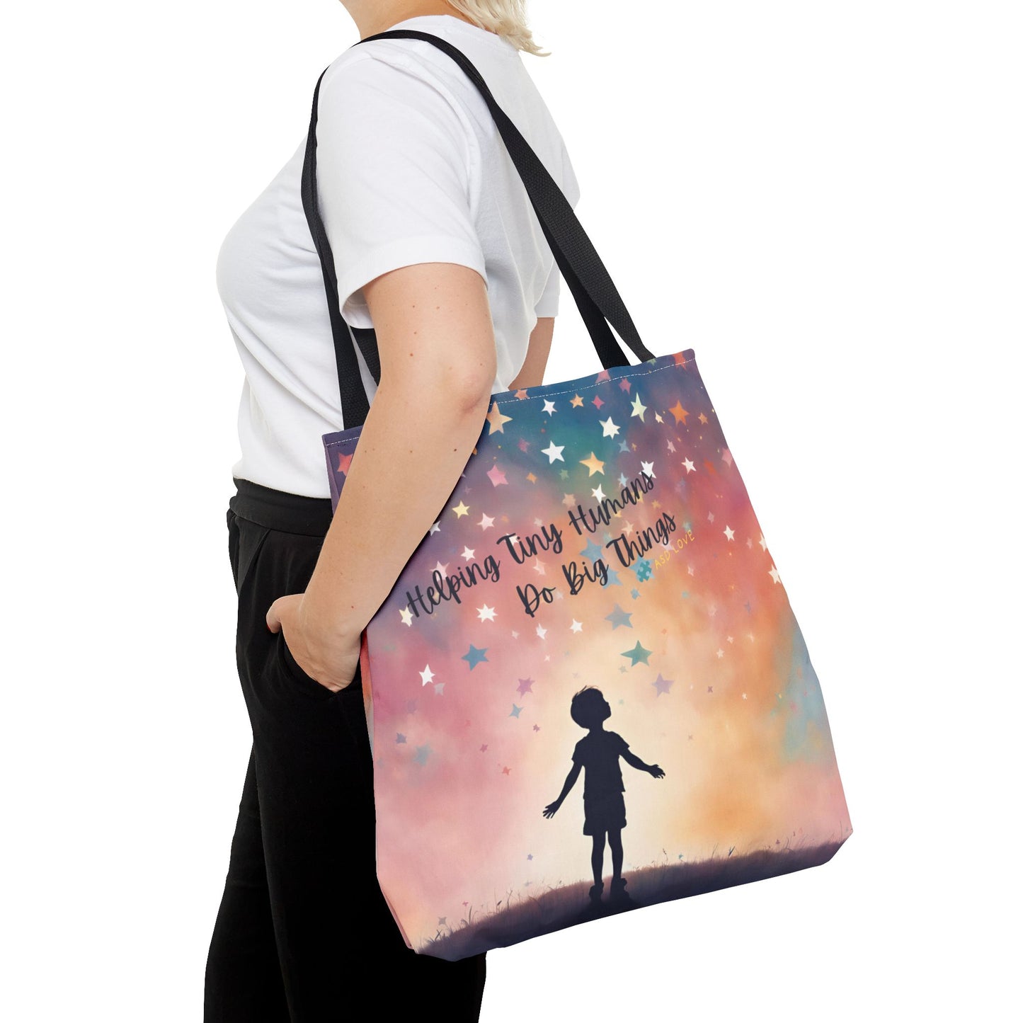 Helping Tiny Humans Do Big Things Tote - Inspiring Kids to Reach for the Stars