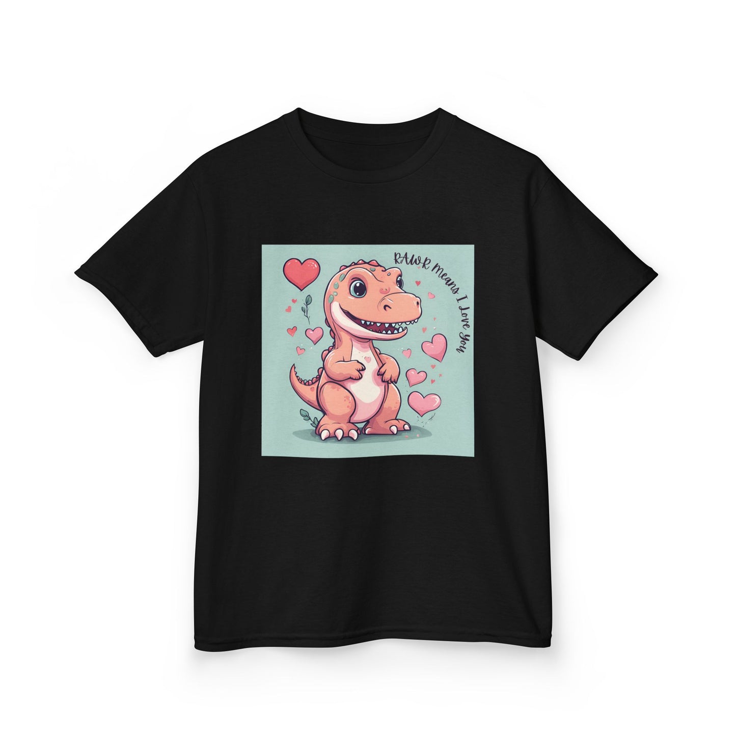 RAWR Means I LOVE YOU - Tan Dino Valentine's Kids Tee