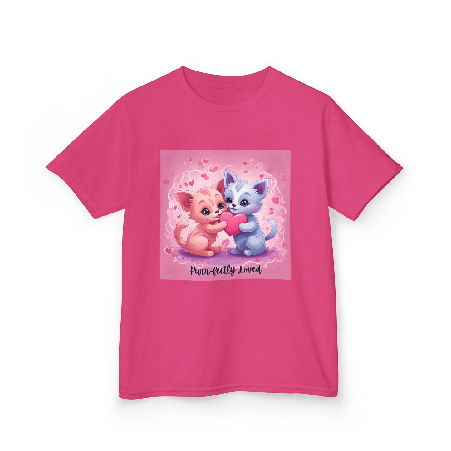 Purr-fectly Loved - Pink & Blue Kittens Valentine's Kids Tee