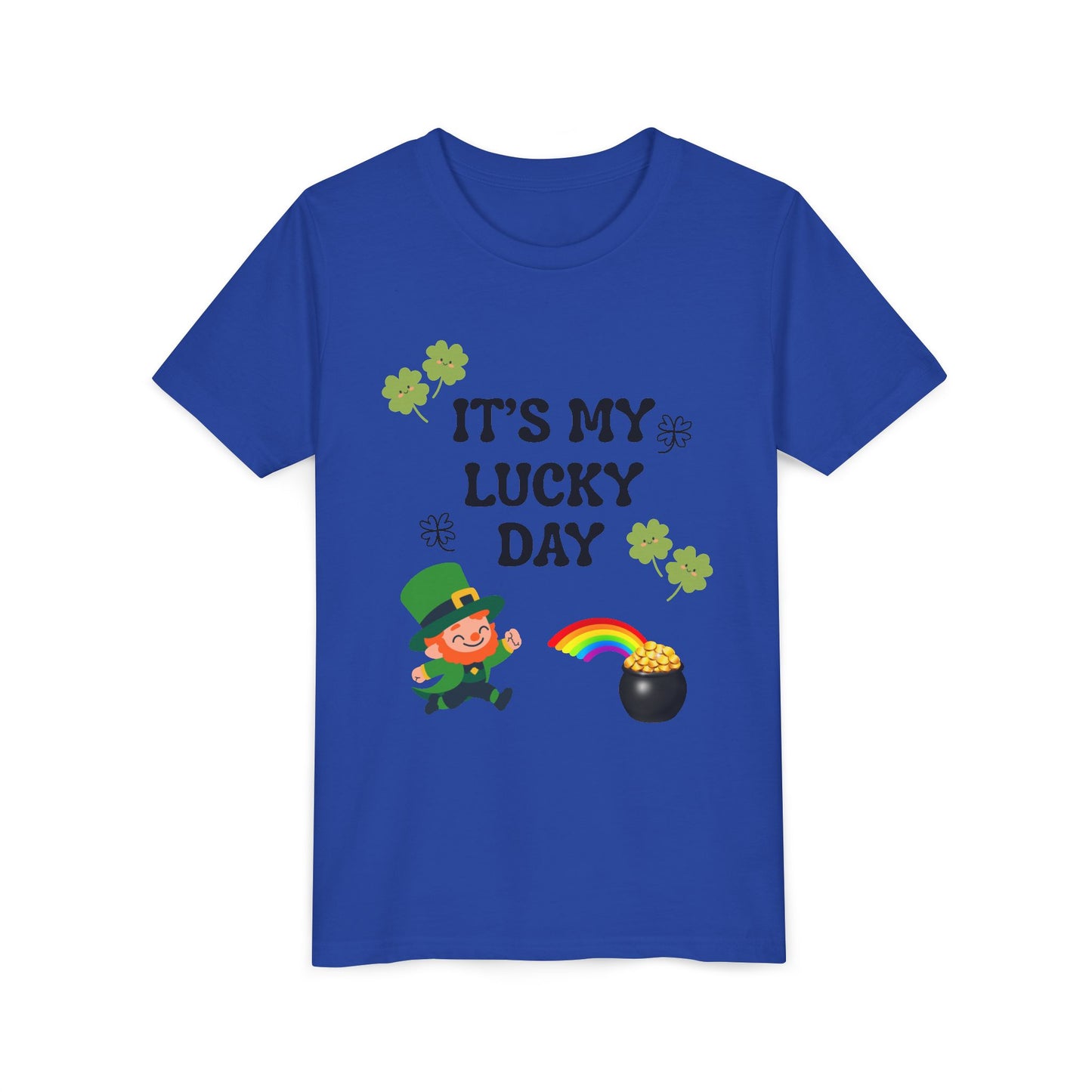 It's My Lucky Day Youth Tee | St. Patrick's Day Leprechaun, Shamrocks, Rainbow Pot of Gold