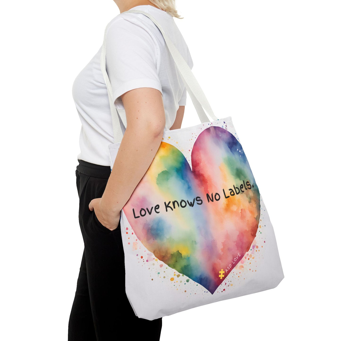 Love Knows No Labels - Big Heart Tote Bag - Show Your True Colors