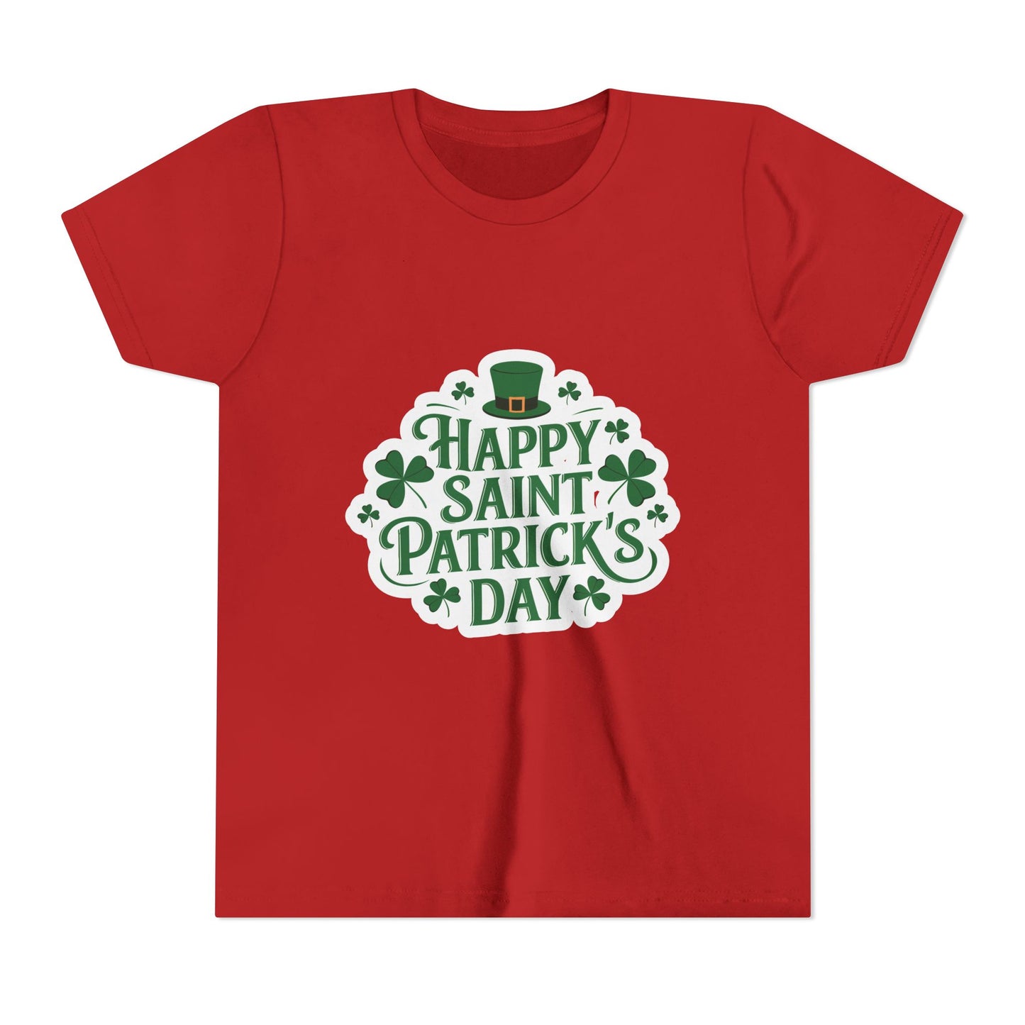 Happy Saint Patrick's Day Youth Tee | Shamrocks, Leprechaun Hat