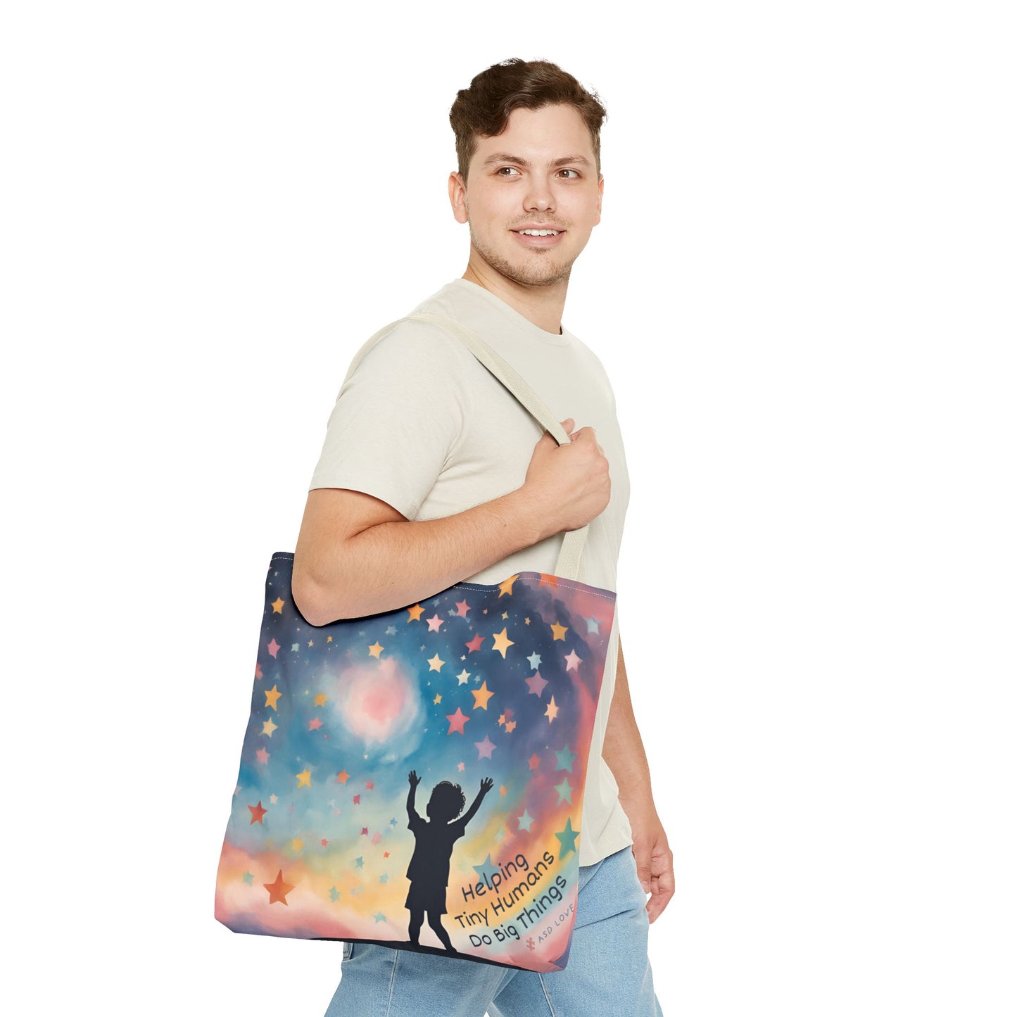 Helping Tiny Humans Do Big Things Tote - Inspiring Kids to Reach for the Stars