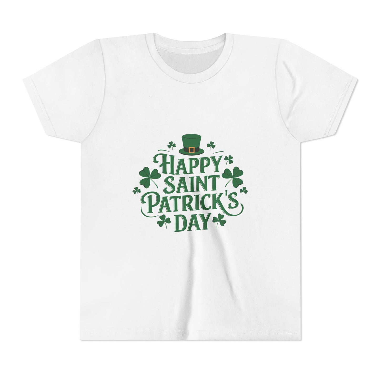 Happy Saint Patrick's Day Youth Tee | Shamrocks, Leprechaun Hat