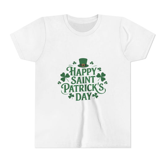 Happy Saint Patrick's Day Youth Tee | Shamrocks, Leprechaun Hat