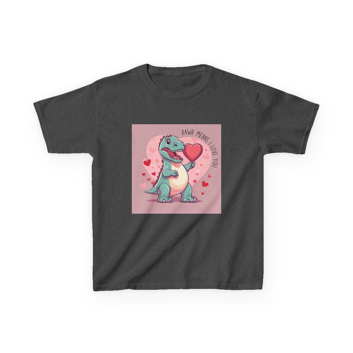 RAWR Means I LOVE YOU - Blue Dino Valentine's Kids Tee