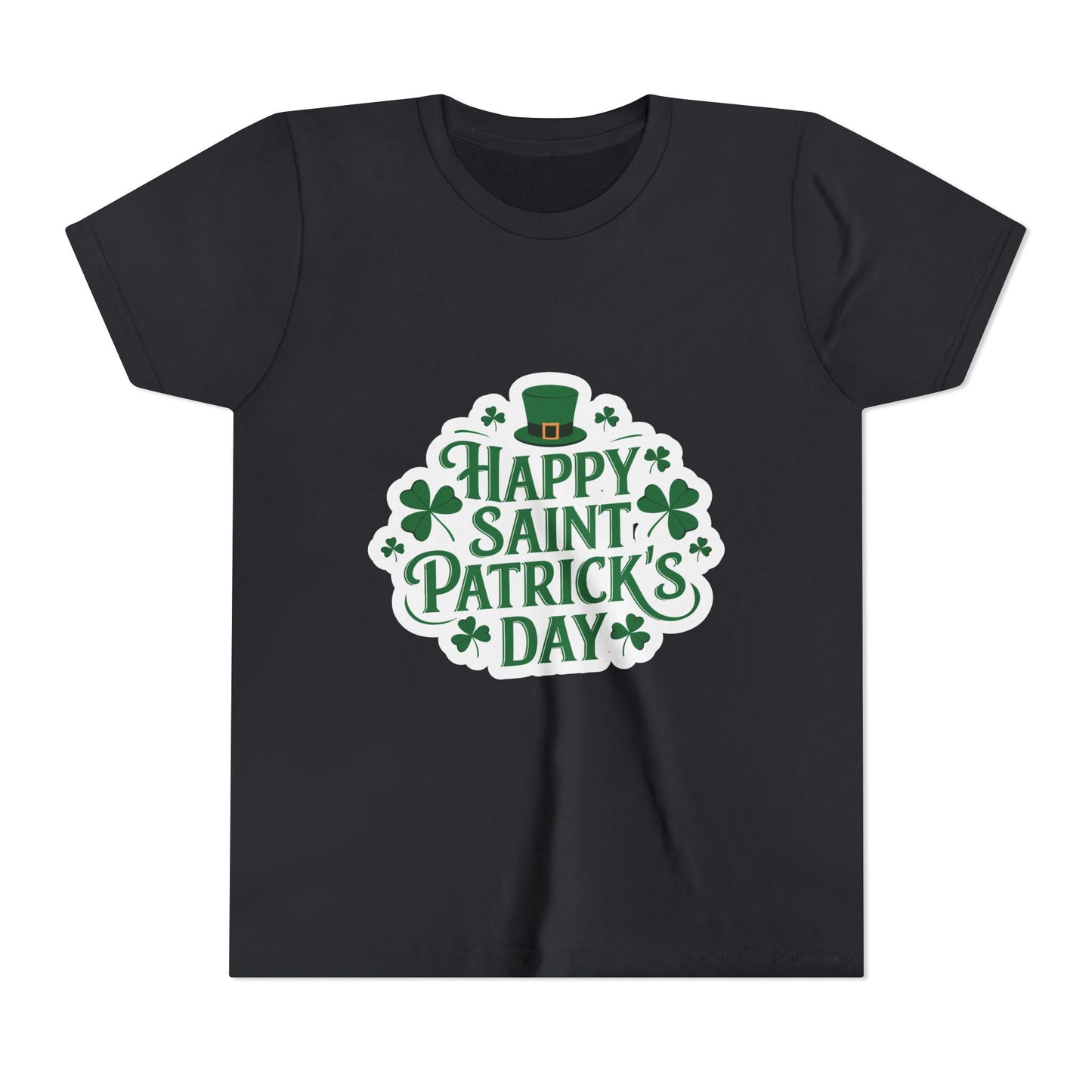 Happy Saint Patrick's Day Youth Tee | Shamrocks, Leprechaun Hat
