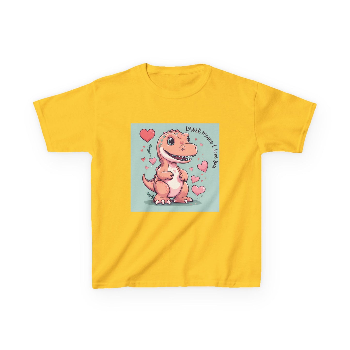 RAWR Means I LOVE YOU - Tan Dino Valentine's Kids Tee