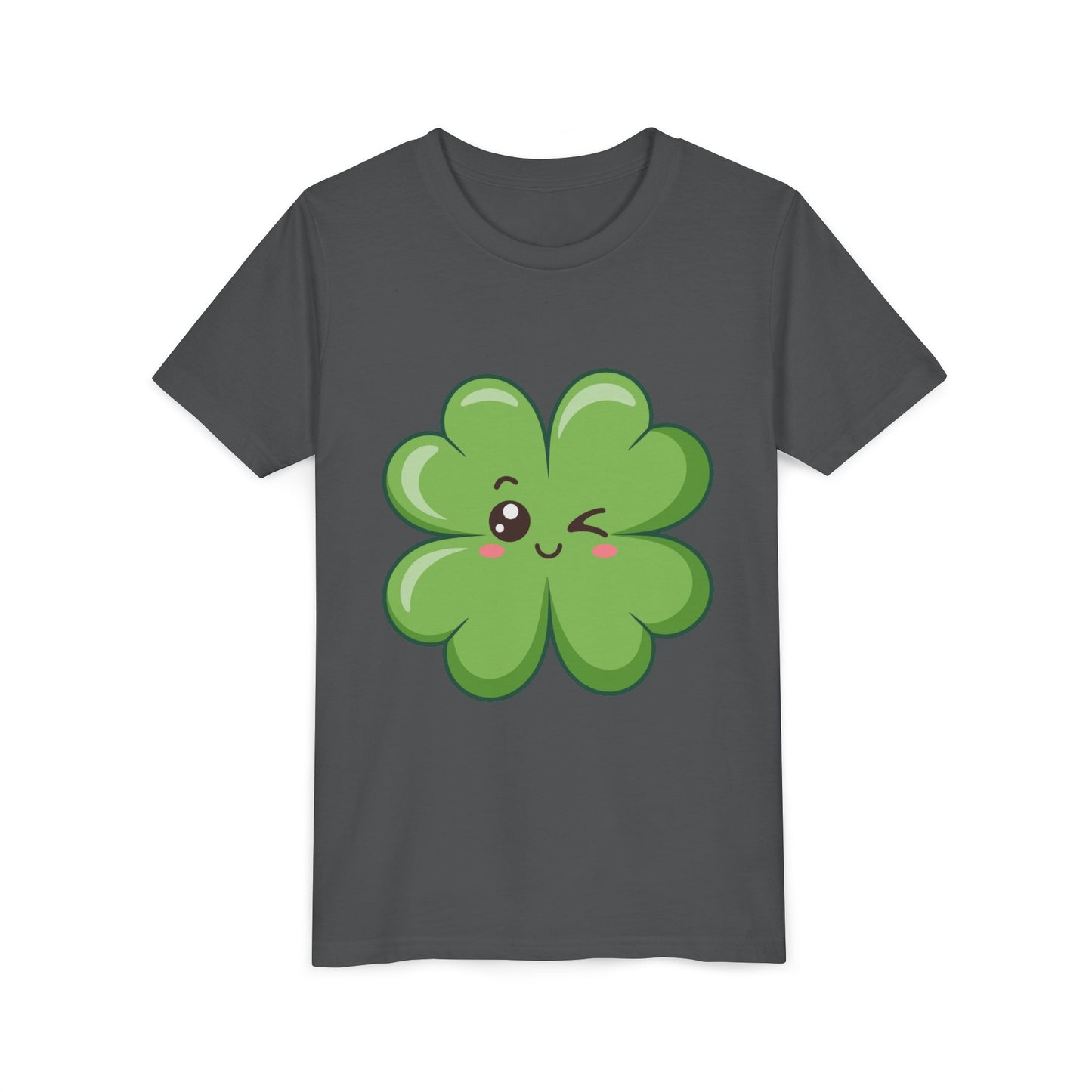 Kawaii Lucky Four-Leaf Clover Youth Tee | Cute St. Patrick's Day Shirt