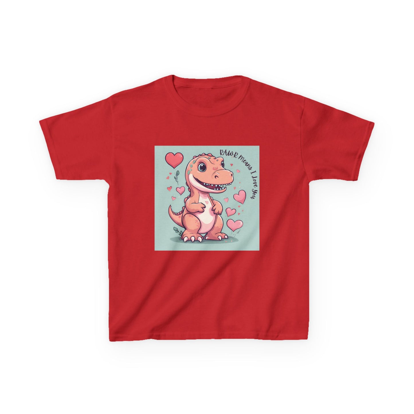 RAWR Means I LOVE YOU - Tan Dino Valentine's Kids Tee