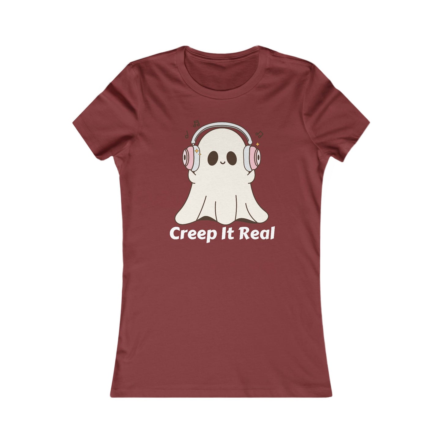 Creep It Real (WF) - Fun Ghost Halloween Tee - Ghost with Headphones