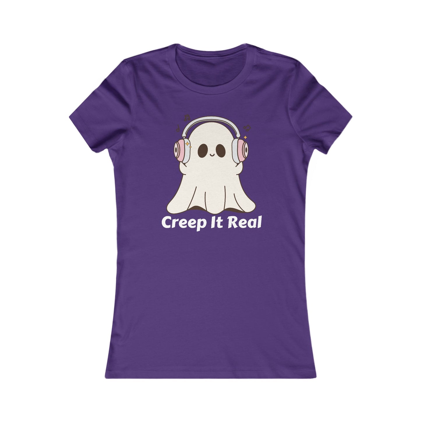 Creep It Real (WF) - Fun Ghost Halloween Tee - Ghost with Headphones