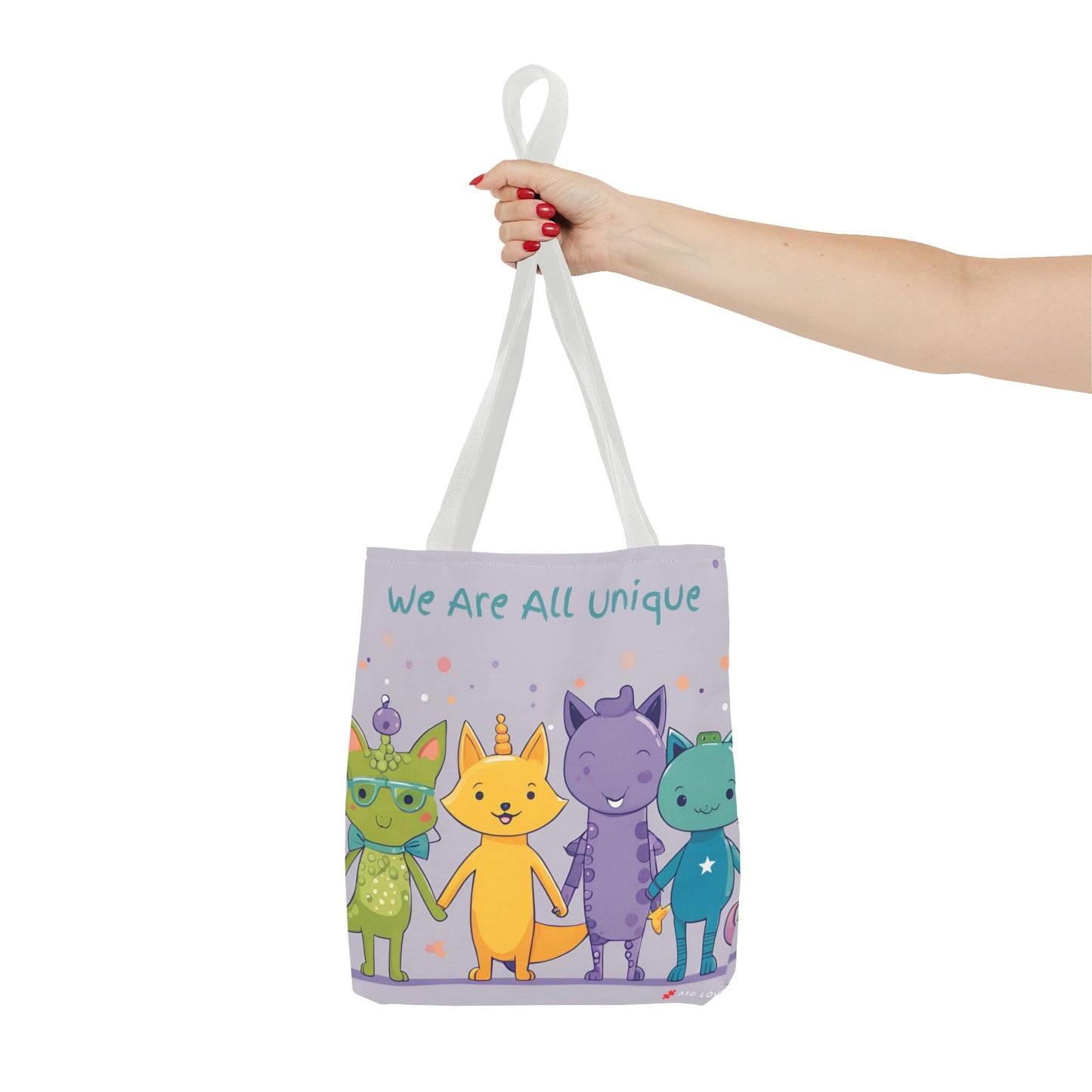 We Are All Unique 4 Animal Friends Tote Bag - Cute, Inclusive, Kid-friendly Design