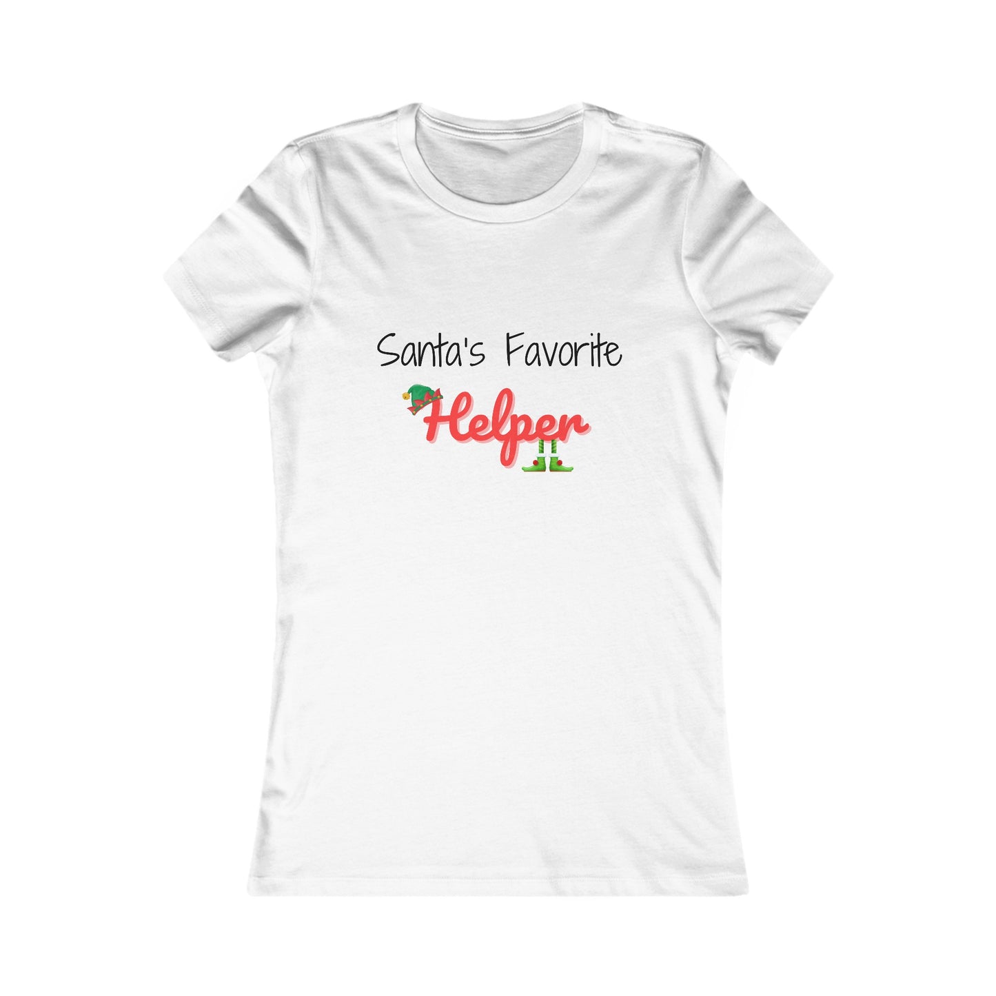 Santa's Favorite Helper Christmas Shirt (BF) - Festive Elf Hat and Shoes Holiday Tee