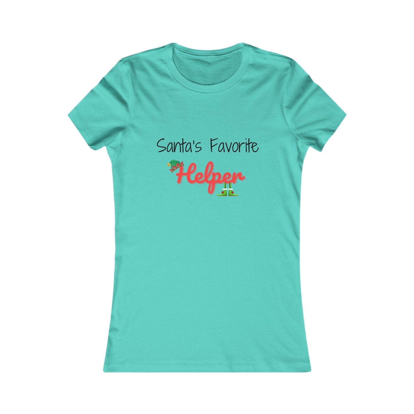 Santa's Favorite Helper Christmas Shirt (BF) - Festive Elf Hat and Shoes Holiday Tee