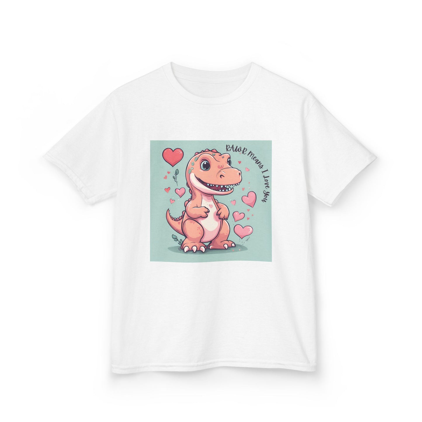 RAWR Means I LOVE YOU - Tan Dino Valentine's Kids Tee