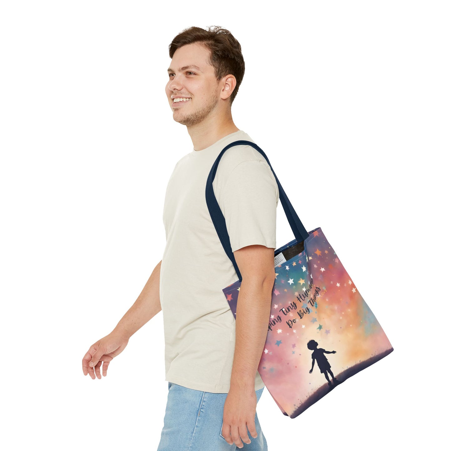Helping Tiny Humans Do Big Things Tote - Inspiring Kids to Reach for the Stars