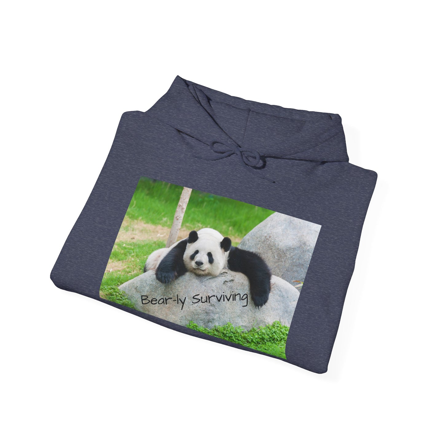 Funny Panda Hoodie | Bear-ly Surviving Sweatshirt | Lazy Mood Cozy Hoodie | Mental Health Humor Gift | Unisex Loungewear | Panda Lover